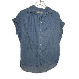 Madewell Central Shirt In Roberta Indigo blue chambray Size XS oversized top